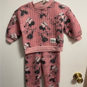 Minnie mouse pink matching sweat suit 18 month